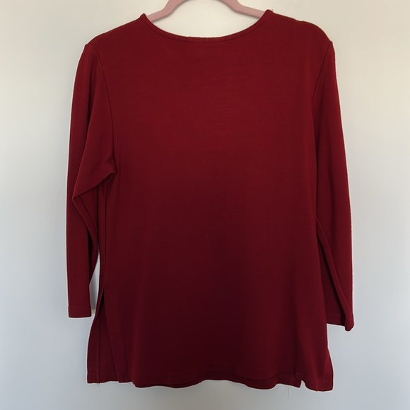 J.Jill Three Quarter‎ Sleeve Split Hem Top - Size Small - Red - Made in USA - Picture 5 of 5